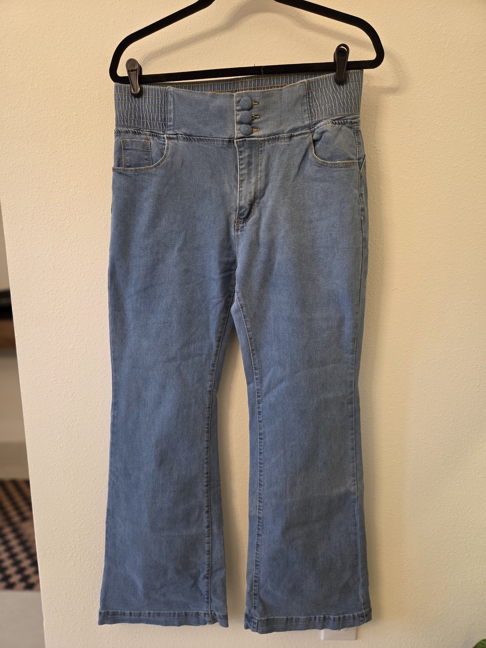 High-Rise Light Blue Flare Jeans for Women - Picture 2 of 7